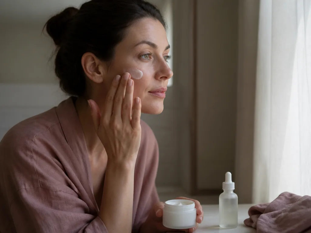 Routine beauté : des mains appliquent une crème hydratante sur le visage