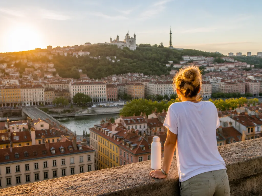 Panorama de Lyon depuis Fourvière, avec le Vieux Lyon et la Saône en contrebas